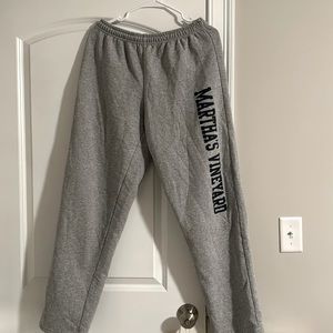 Martha’s Vineyard wide leg grey sweatpants.